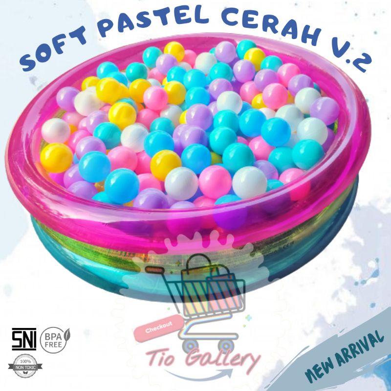 Bola Mandi Anak Warna Pastel V.2 Kualitas SNI isi 100pcs 1Kg