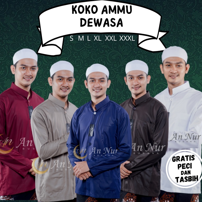 [TERLARIS] Baju Muslim Koko Kokoh Habaib Haibah Habib Polos Model AMMU AMU Annur Kazimi