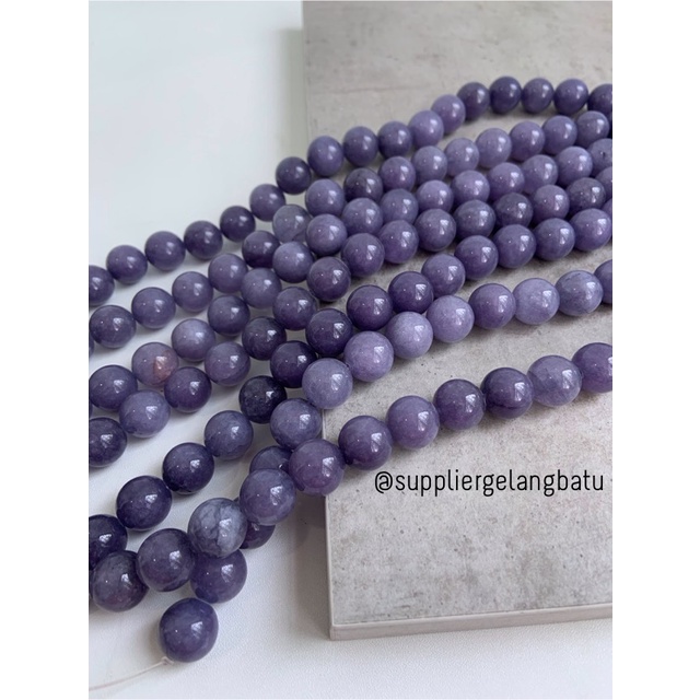 batu purple krisopras 14mm natural ungu perhiasan bahan gelang kalung anting strap mask kerajinan tangan craft citayam fashion week etink vintage elegan bali manik crystal perhiasan