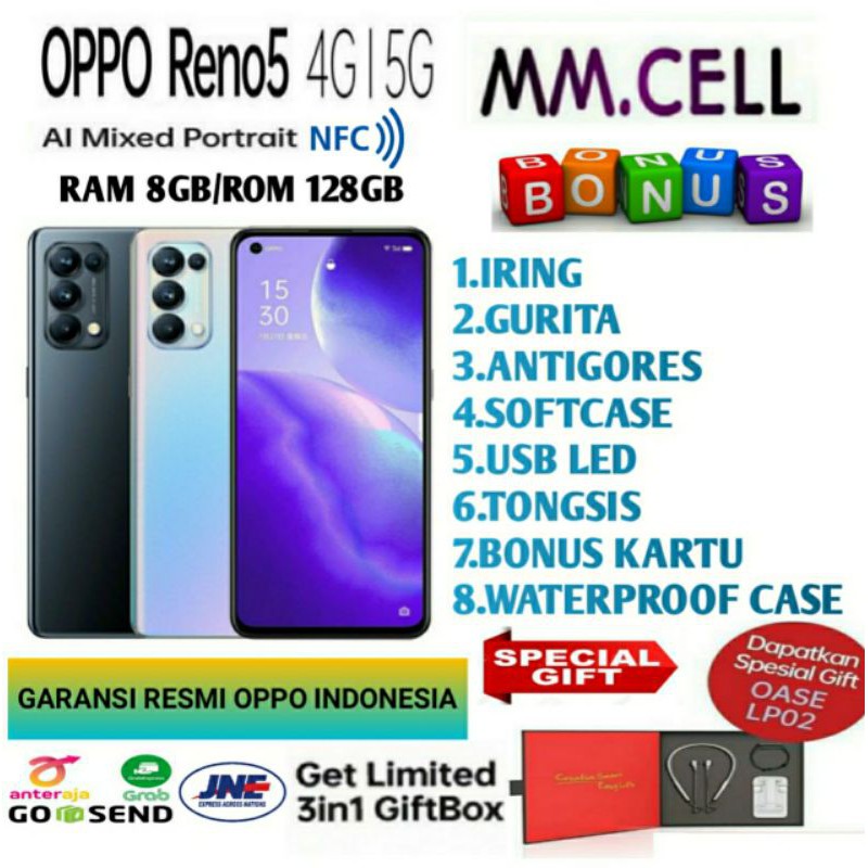 OPPO RENO 5 | RENO 5 5G | RENO 6 | RENO 7 RAM 8/128 GB NFC |  GARANSI RESMI OPPO INDONESIA