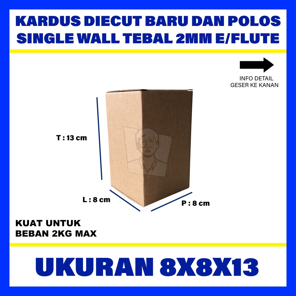 

Kardus Box Baru Polos Model Diecut 8x8x13