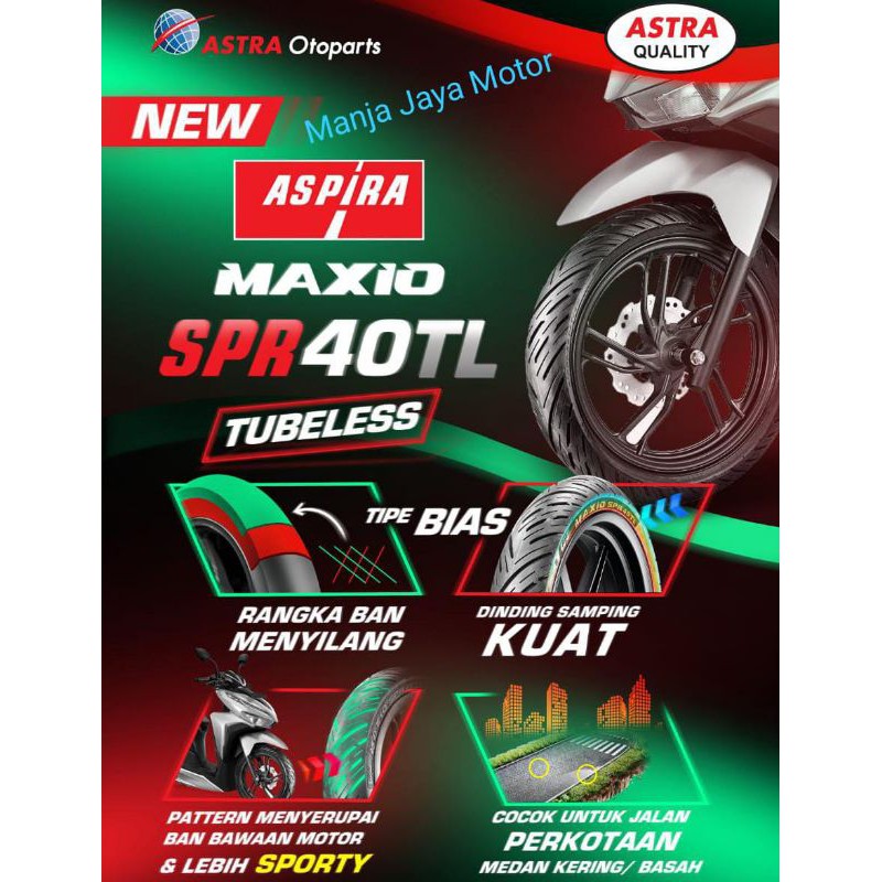 Ban tubeless maxio SPR TL 40 ukuran 80/80-14 for Beat/Beat F1/ESP/Street/Pop/ Vario/110/125/150/Mio