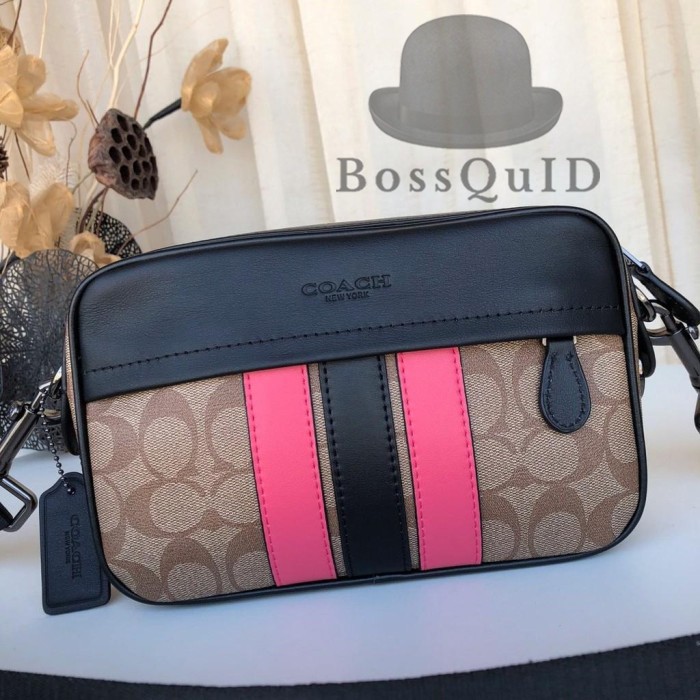 Coach Camera Bag Graham Signature Varsity Stripe