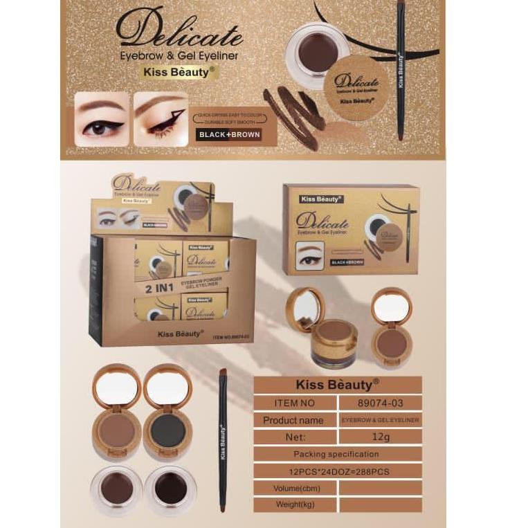 [SATU SET] EYEBROW EYELINER GEL SET 2IN1 KISS BEAUTY DELICATE 2F4