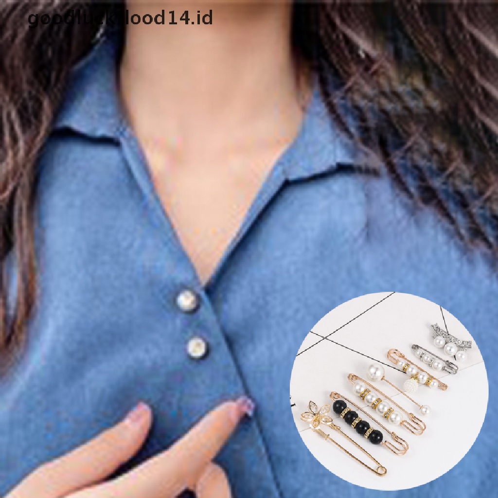 [OOID] 10pcs Pearls Brooch Tightening Waistband Pin Anti-Light Openning Bottom Brooches ID