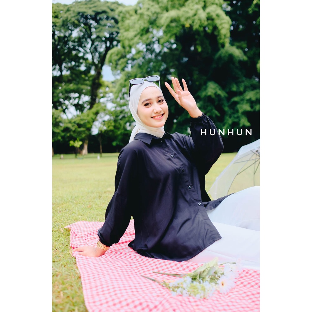 BIG SIZE Jumbo Atasan Kemeja Rayon Polos OVERSIZE Lengan Balon Busui Pusatgrosir_solo