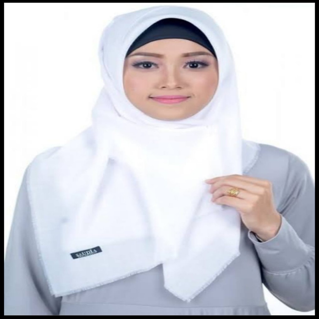 WAJIB PUNYA JILBAB SAUDIA RAWIS SEGI EMPAT MURAH /HIJAB SAUDIA RAWIS / KERUDUNG SAUDIA RAWIS TERBARU-Putih