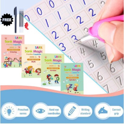 (1 SET = 4PCS) Buku Belajar Mewarnai Anak / Magic Sand Book dan Refill Pen / Pasir Ajaib / Magic Book