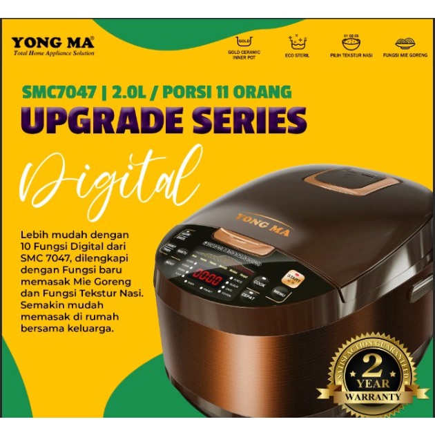 Rice Cooker Magic Com Digital Yong Ma Yongma Upgrade Series 2022 SMC 7047 / SMC-7047 / SMC 7047 N Kapasitas 2 Liter