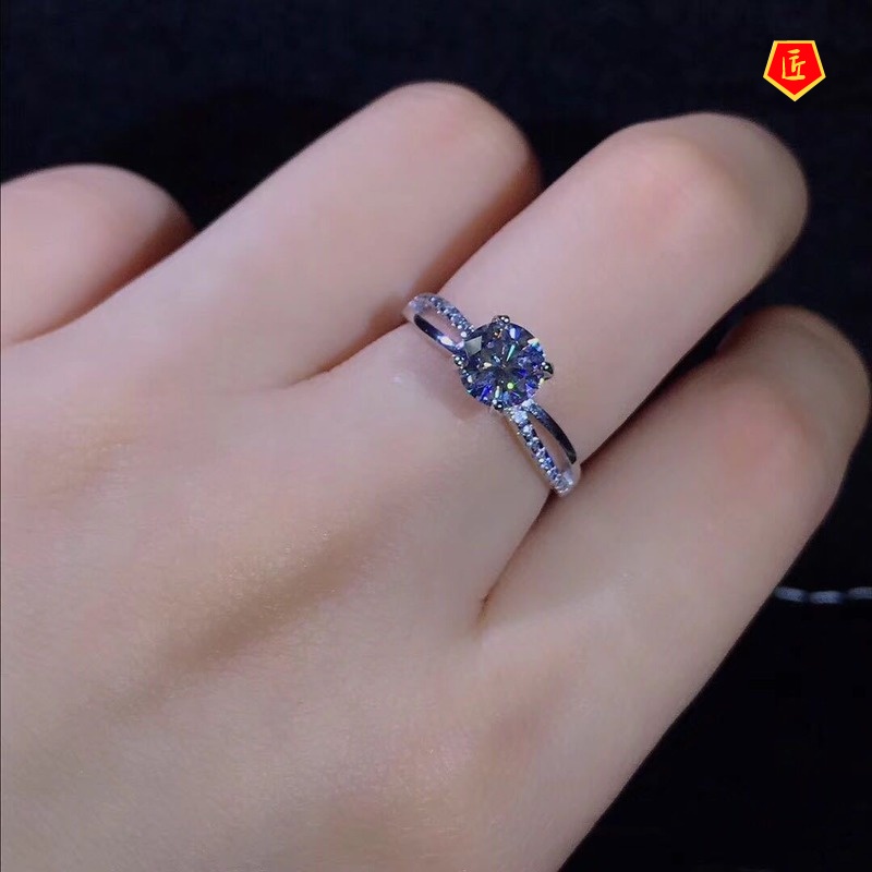 [Ready Stock]Temperament Four-Claw Cross Ring 2 Karat Moissanite