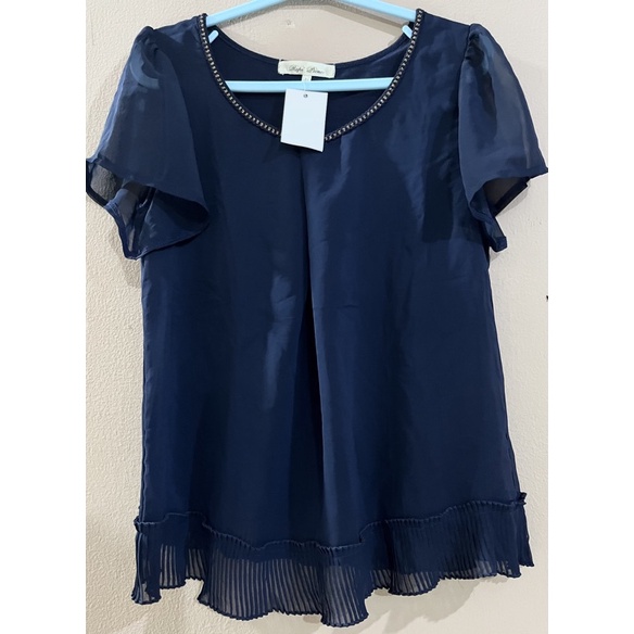 blouse navy rope picnic size s preloved