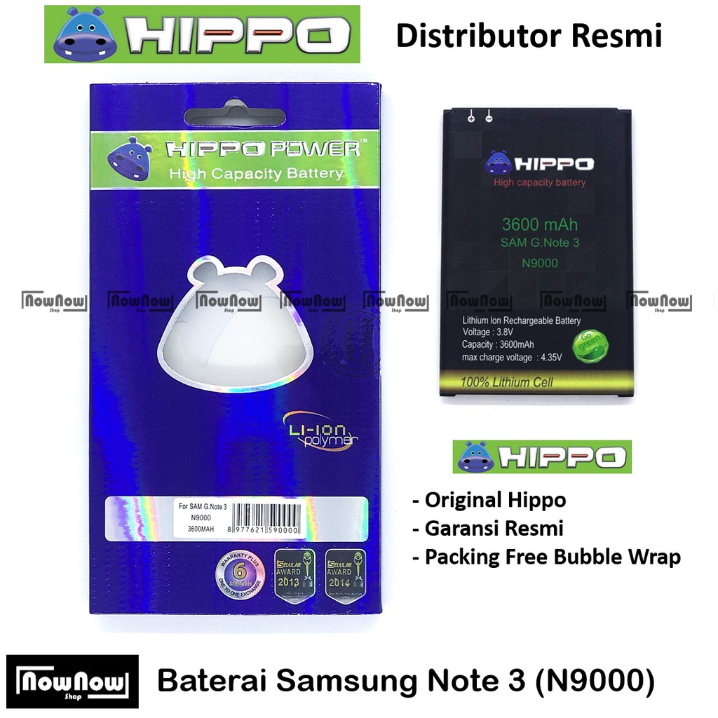 Baterai Hippo Samsung Galaxy Note 3 N9000 Original Batre Batrai Battery HP Garansi Resmi