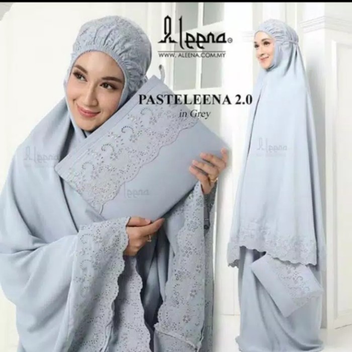 MUKENA DEWASA SYAFINA SITI KHADIJAH MUKENA PASTELEENA FREE TAS - Abu-abu