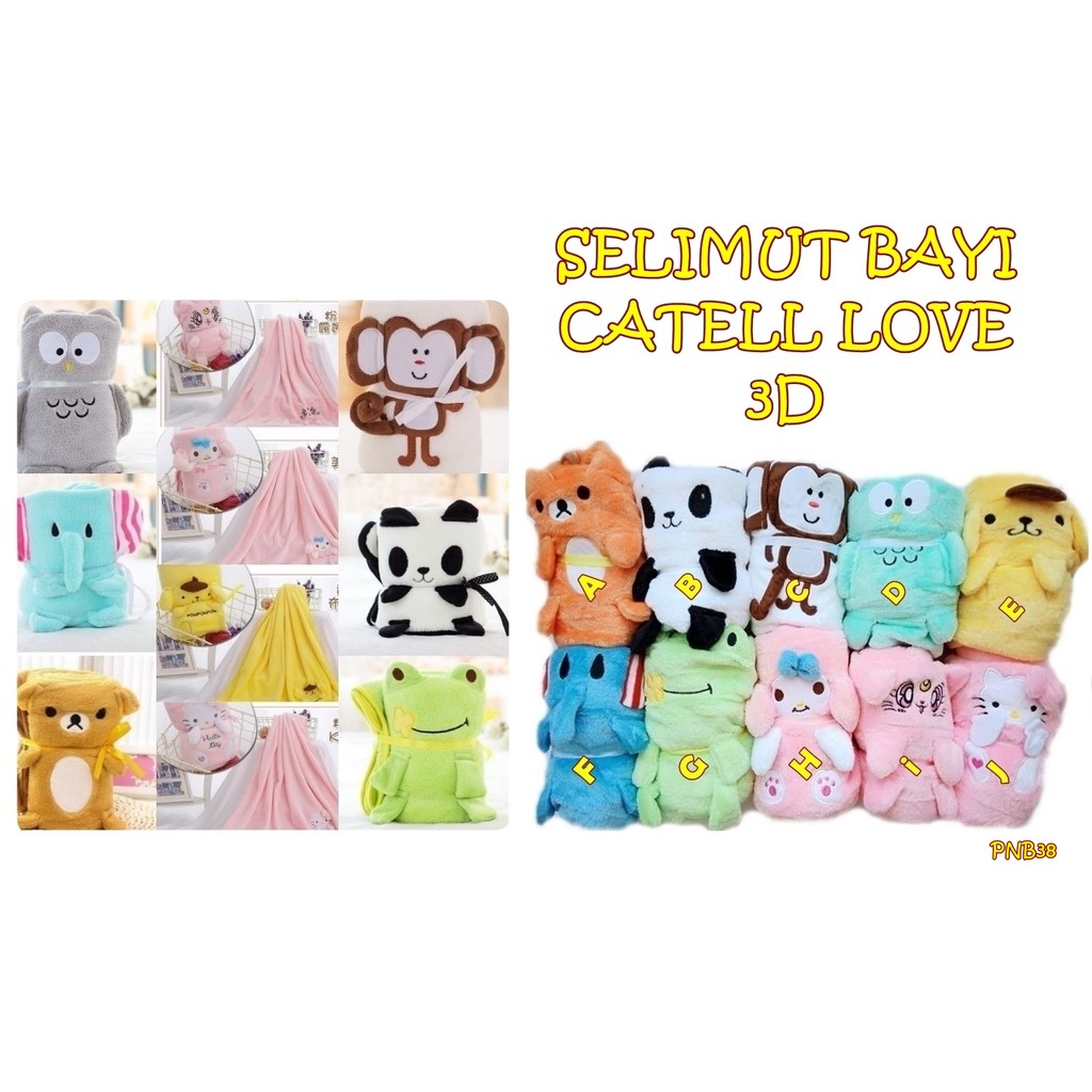 PNB38 SELIMUT BAYI CATELL LOVE 3D SELIMUT HALUS LEMBUT