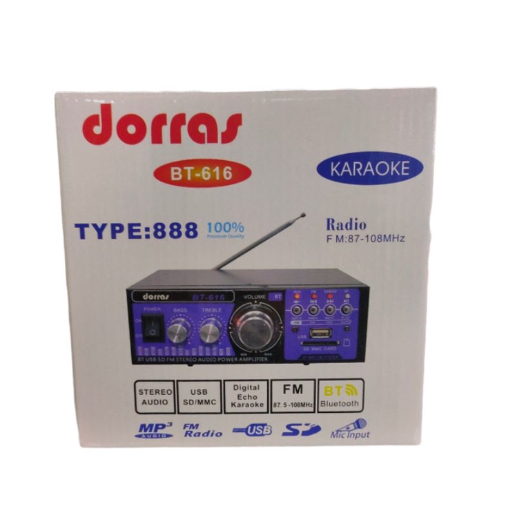 TERBARU~POWER Amplifier DORRAS BT-616 Bluetooth Stereo + Mp3 player + FM Radio