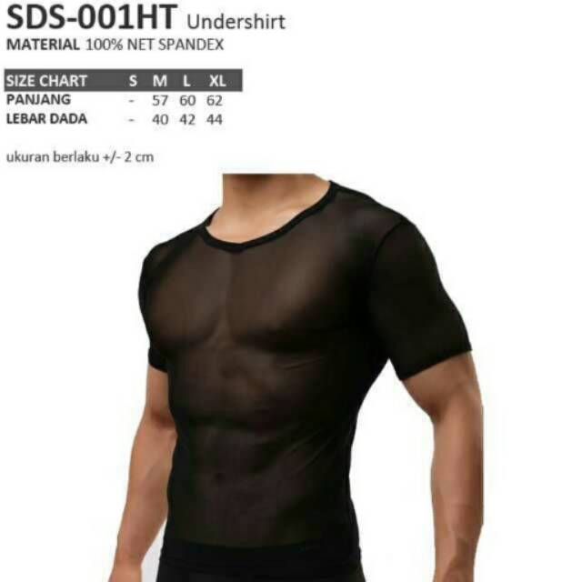 Kaos dalam bodyfit semi transparan hitam