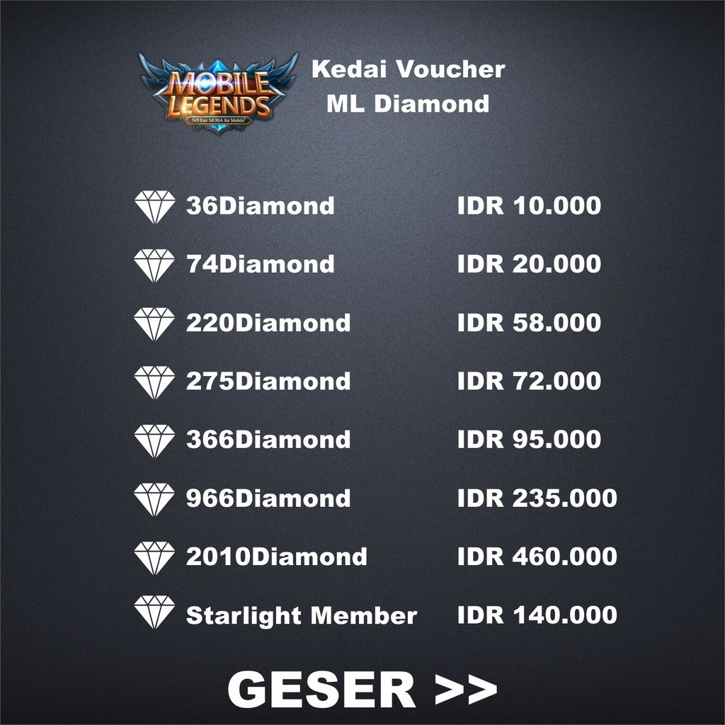MURAH Paket Hemat Diamond Mobile Legends Shopee Indonesia