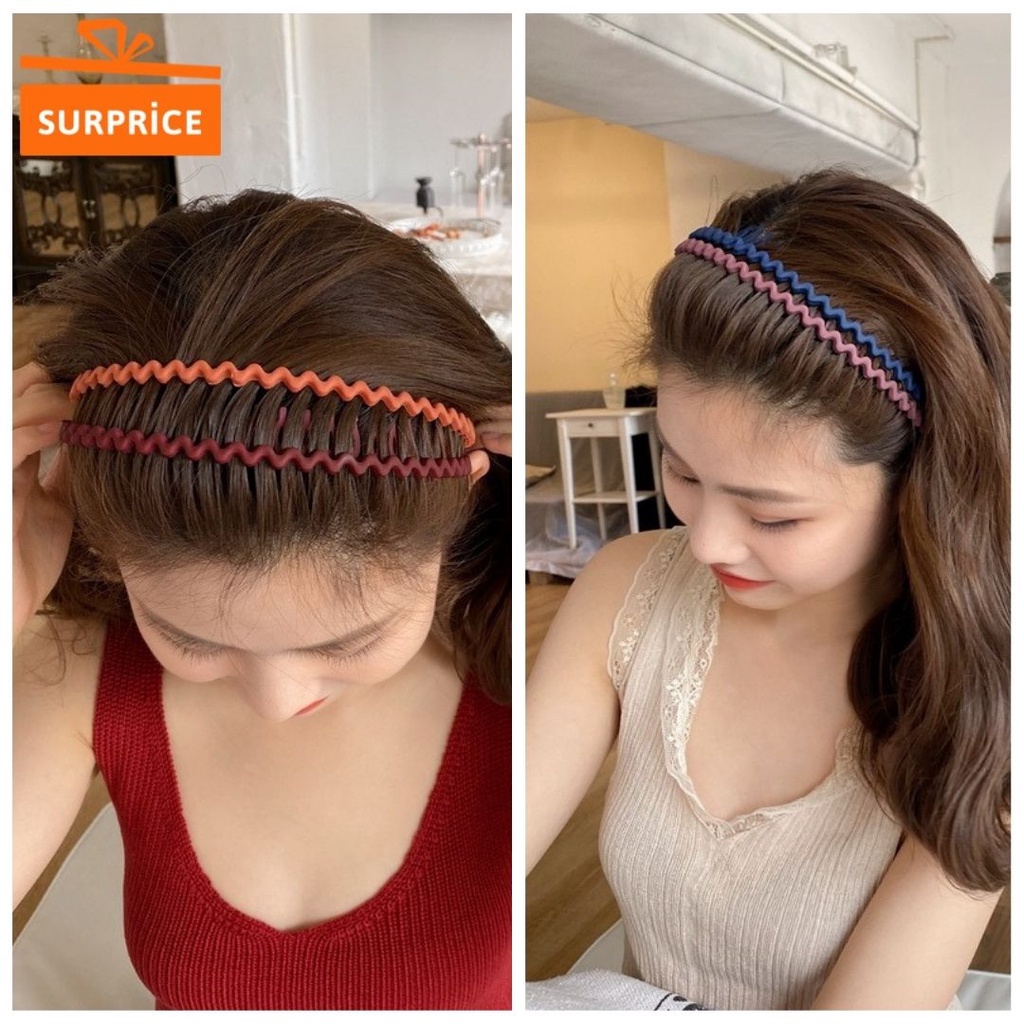 Bando Sirkam Doff untuk Pria Wanita Model Korea Bandana Zigzag Matte Comb Headband Bando Doff sirkam