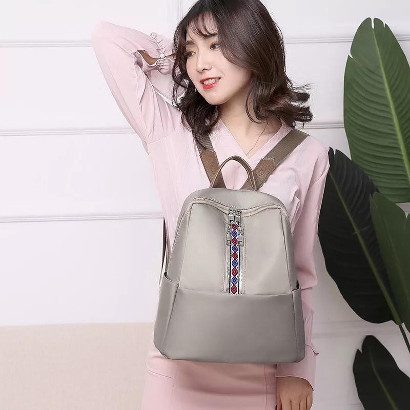 BJ1628 - BLACK/GRAY/RED - TAS RANSEL NYLON PUNGGUNG BACKPACK RINGAN IMPORT JAKARTA TERMURAH ELJ628