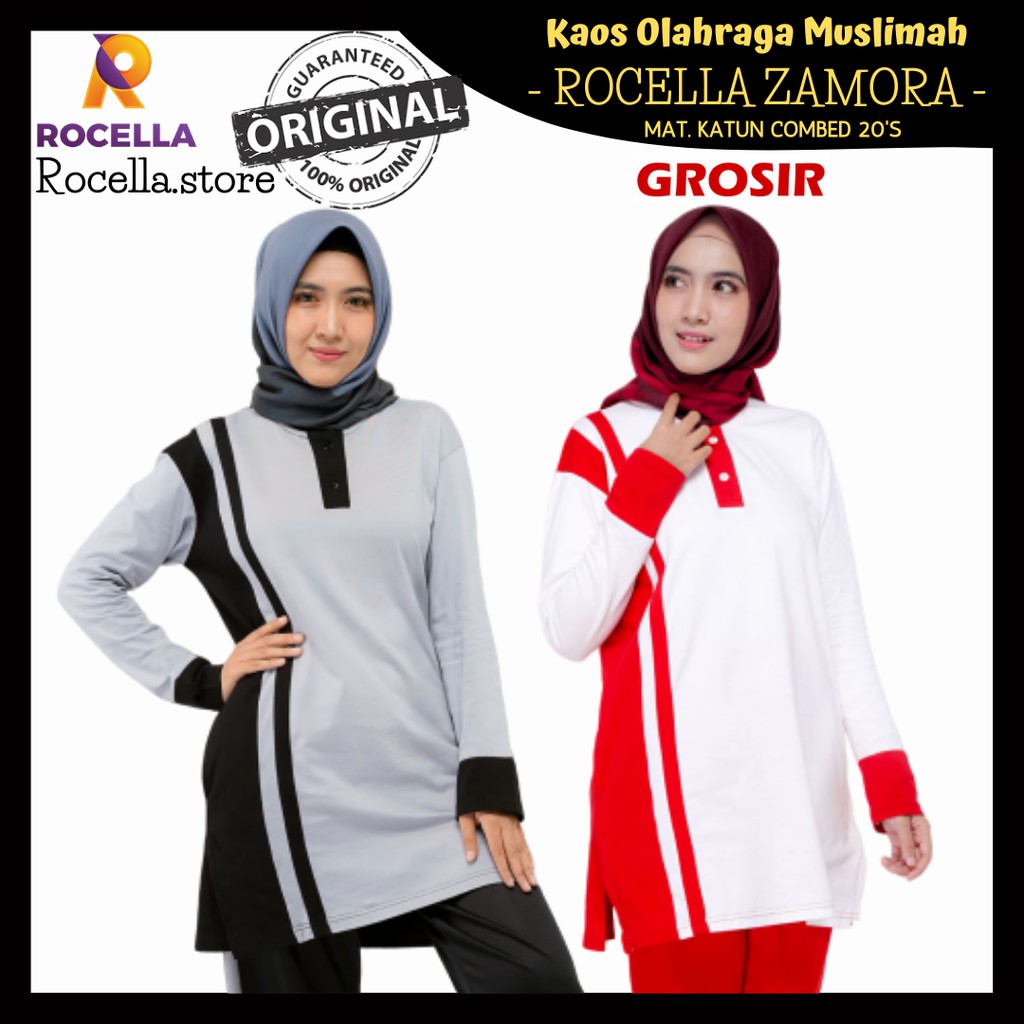 Kaos Olahraga Wanita Zamora Kaos Panjang Muslimah Seragam  