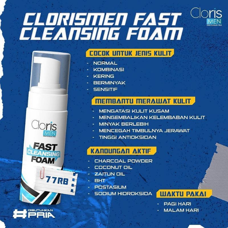 Clorismen Sabun Muka Pria Fast Cleansing Foam Cloris Men Official Original C4