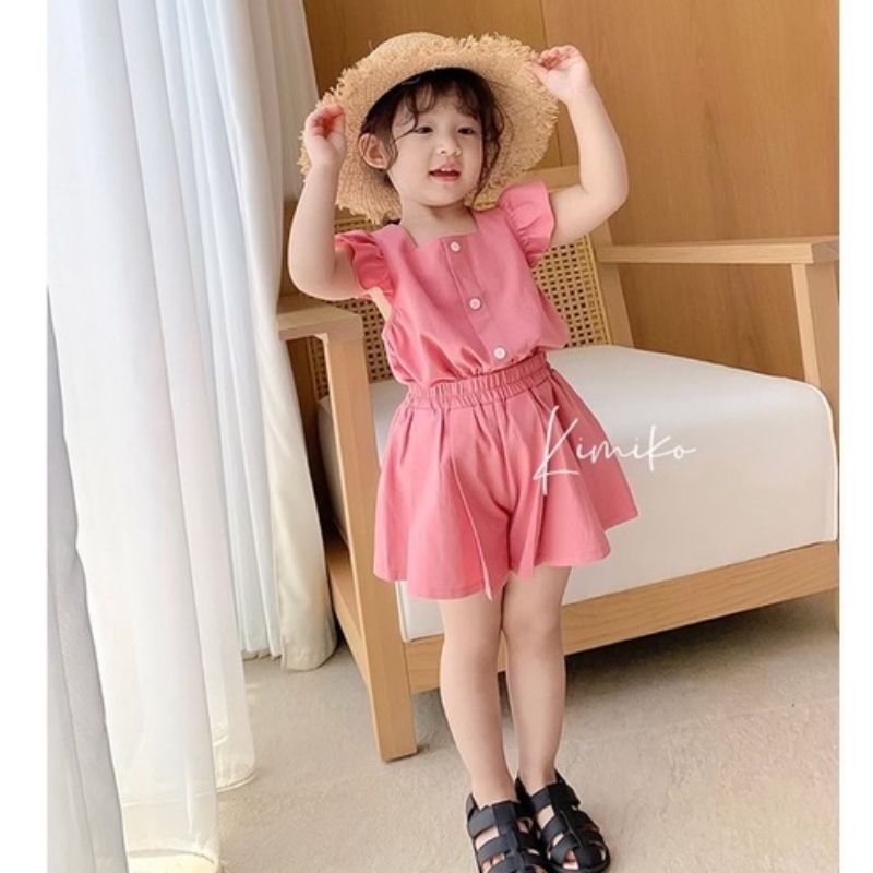 Setelan Afika Ruffle Tee 1-2 Tahun / Setelan Hotpants Anak Balita Tank Set