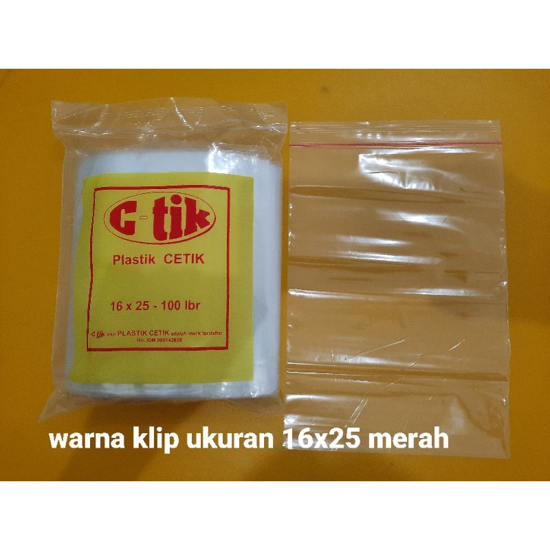 plastik klip tebal plastik ziplock cetik ctik bening / transparan ukuran 16x25cm 1pack (100 lembar)