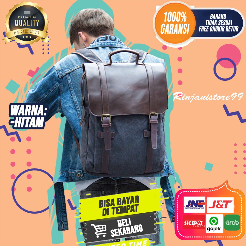 Tas Ransel Pria Kanvas Backpack Original Tas Punggung Premium Import New Branded F62