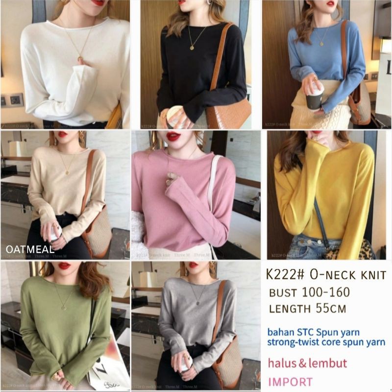 MDLV ~ K222 ONECK KNIT ATASAN LENGAN PANJANG RAJUT BLOUSE RAJUT BLOUSE PREMIUM ATASAN RAJUT IMPORT BAJU LENGAN PANJANG RAJUT HALUS FASHION IMPORT WANITA