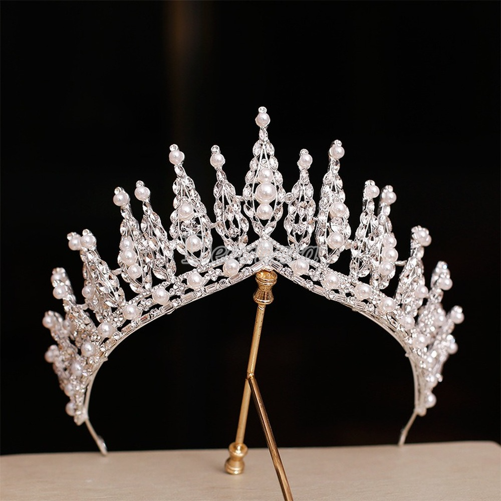 New Bridal Exquisite Rhinestone Pearl Crown Headband Hair Accessories and Makeup Princess Wedding Accessories