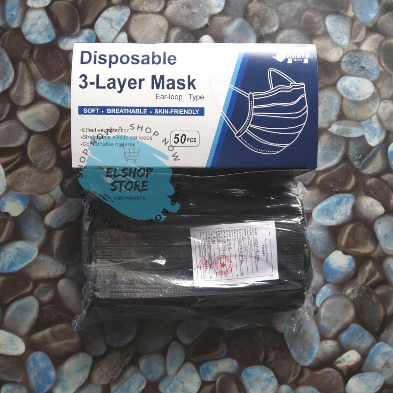 [BISA COD] Termurah Disposable 3 Layer Masker Hitam Murah Bagus Terbaik Masker Grosir Jogja Ready
