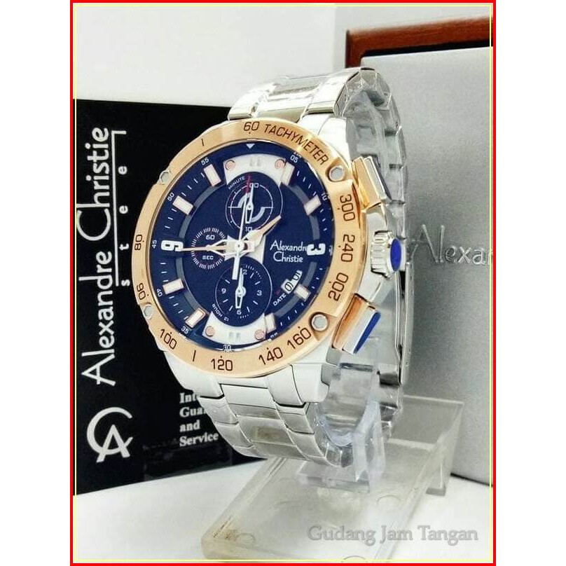 JAM TANGAN PRIA ALEXANDRE CHRISTIE AC 6463 SILVER RING GOLD ORIGINAL