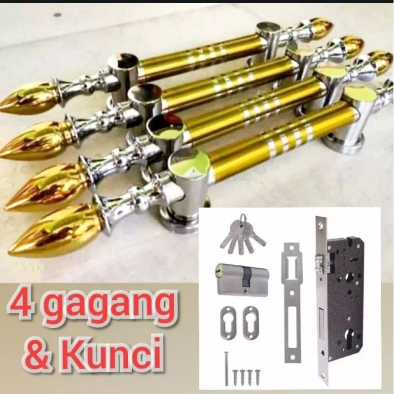 1 set kunci Gagang Pintu rumah stainless gold Sawo 45cm Limited edition