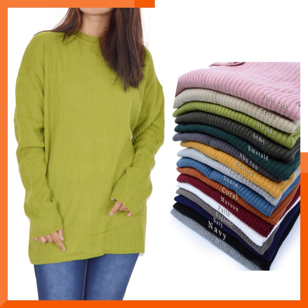 Sweater Rajut  Boxy Jumbo  Baju  Rajut  Atasan Rajut  Wanita  