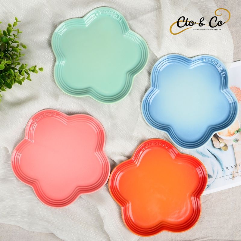 le cruset flowers plate aesthetic/ceramic /microwave oven safe