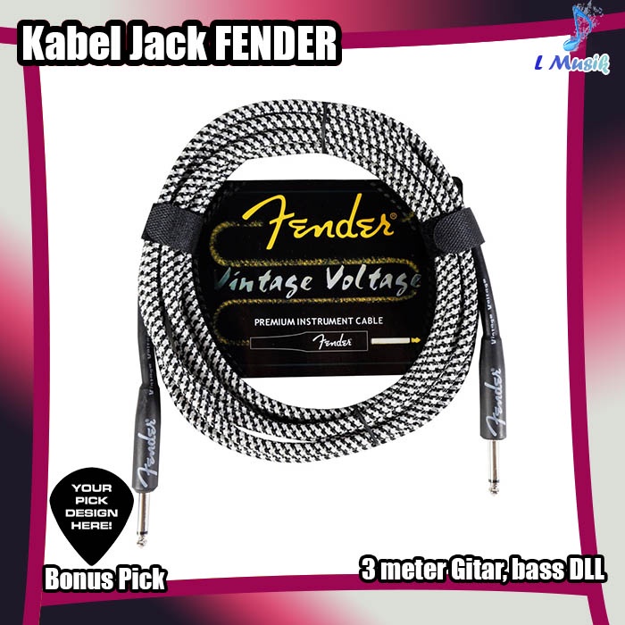 KABEL JACK FENDER 3 METER GITAR BASS 3M