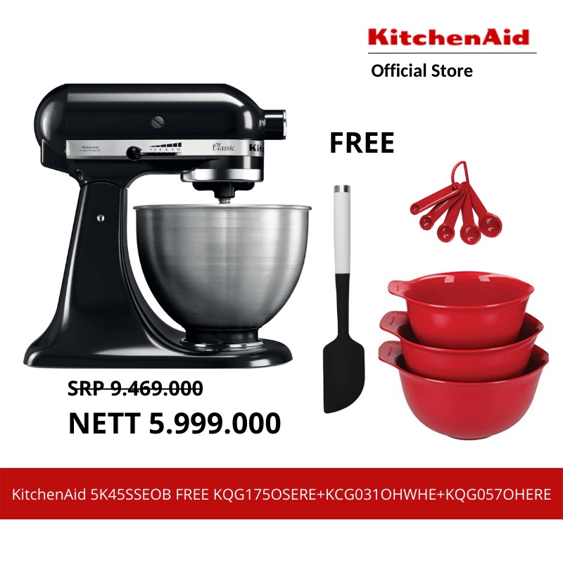 Jual Kitchenaid Mixer Classic 5K45Sseob Free  Kqg175Osere+Kcg031Ohwhe+Kqg057Ohere Indonesia|Shopee Indonesia