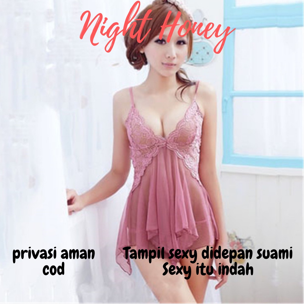 Lingeri Lingerie Linggeri Set Baju Gaun Tidur G String  Dinas Istri Untuk Suami Haram Malam Pertama 