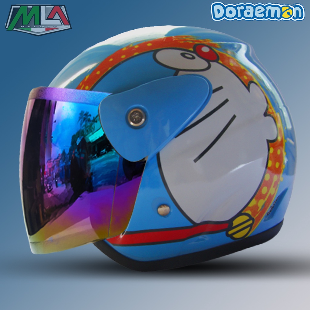 Helm Dewasa Retro Half Face SNI Seperti Helm GM Original Motif Karakter Doraemon COD Free Packing Dus