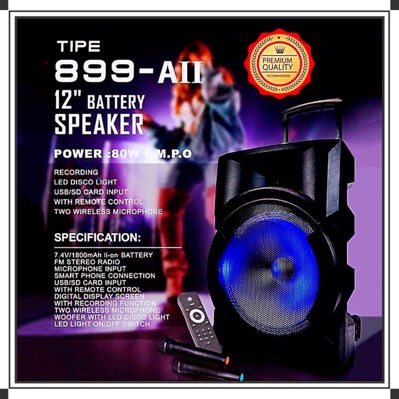 Speaker Portable Amplifier Wireless Noise 899 All Original 12 inch