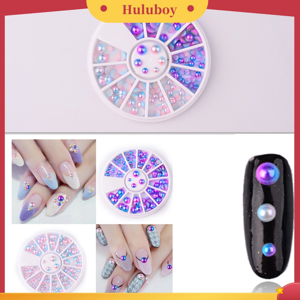 Huluboy Huluboy♡ Manik-manik Mutiara Imitasi Bentuk Setengah Lingkaran 3D Untuk Dekorasi Nail Art