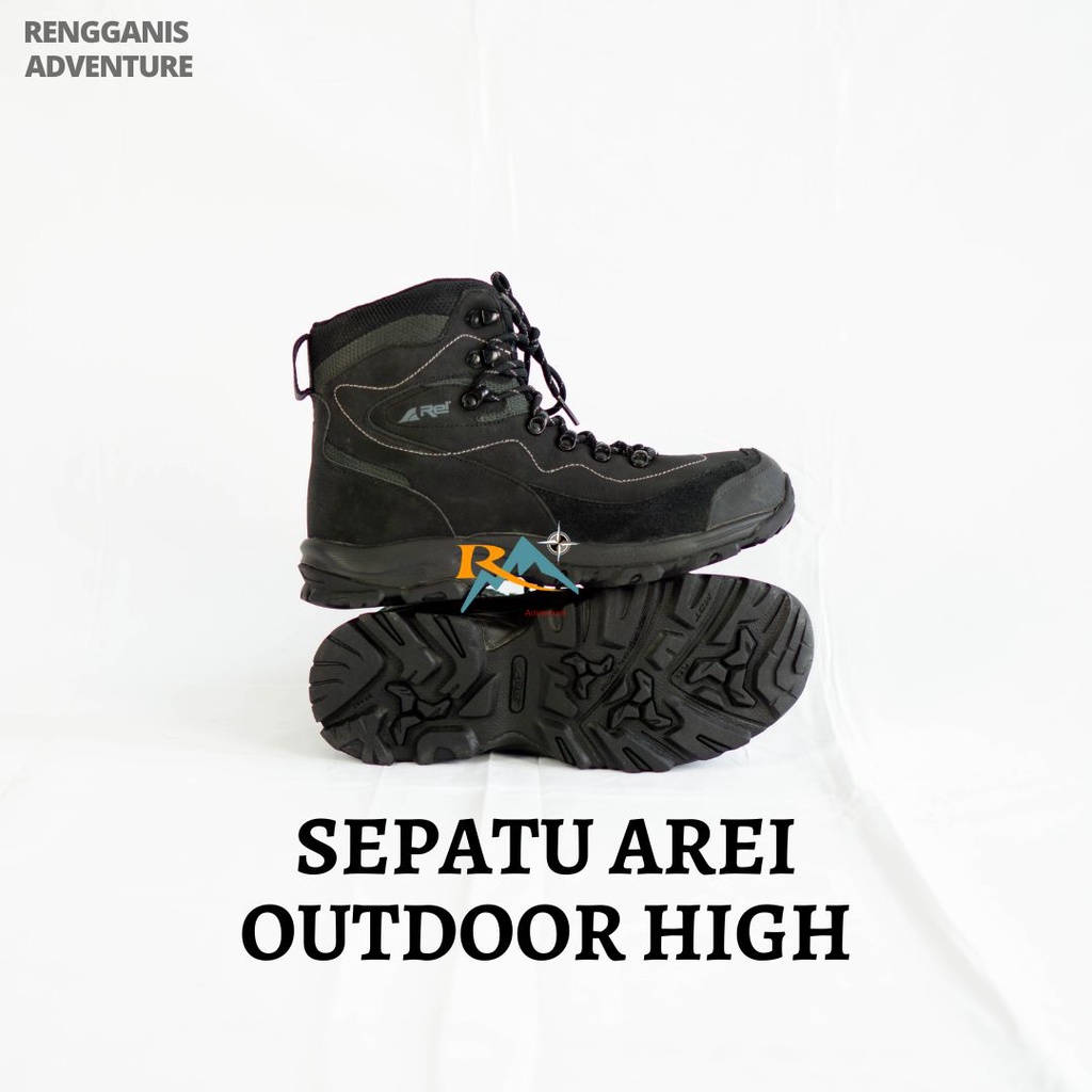 Sepatu Gunung AREI HIGH All Black Sepatu REI Outdoor Hiking