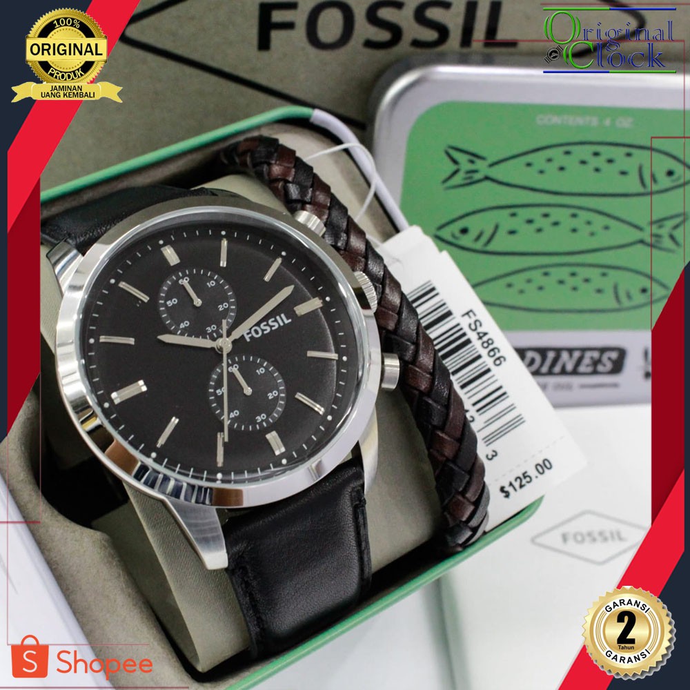 JAM TANGAN PRIA WANITA | RANTAI | KULIT | KARET | MURAH | PRIA FOSSIL ORIGINAL TWONSMAN FS 4866 + BR