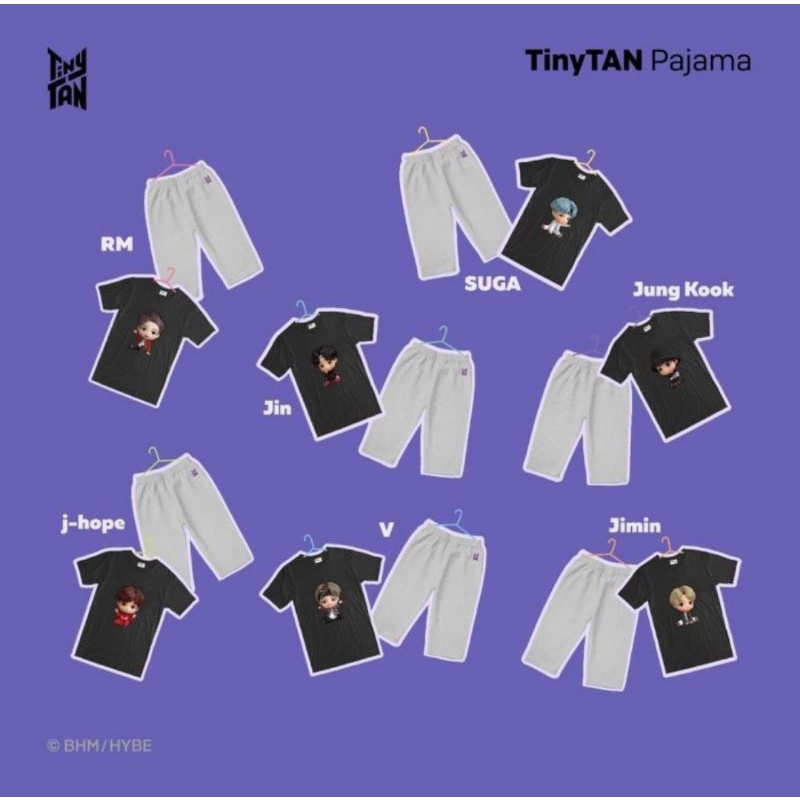 OFFICIAL BTS TINYTAN BAJU 3D BLACK SET