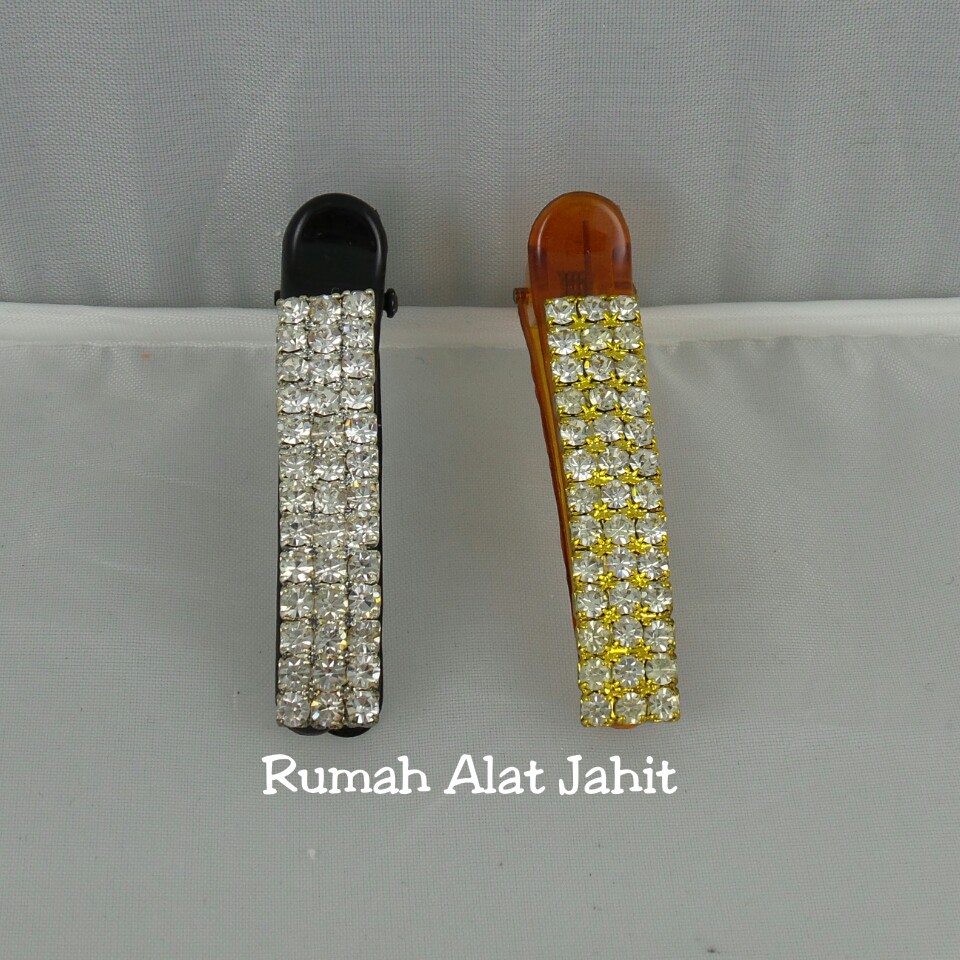 Jepit Rambut / Hair Clip Permata Baris Segi Panjang 4.5cm