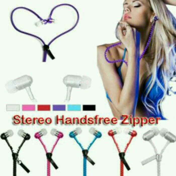 Headset Zipper Resleting / Earphone / Handsfree + Mic