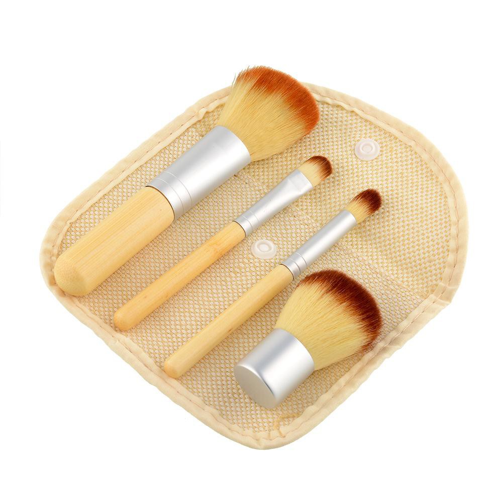 kuas Bamboo Wooden Makeup Brush 4 Set - Make Up Set