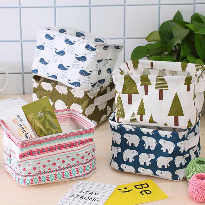 Desktop Storage Keranjang Multifungsi Kosmetik Organizer Box Motif