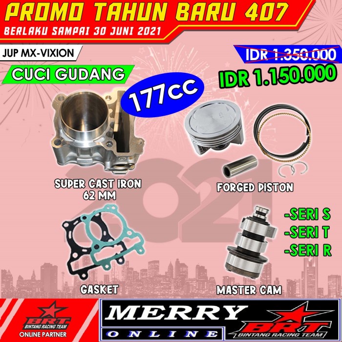 Paket Bore Up BRT 407 Yamaha Jupiter Mx / Vixion Old / R15 - T28/T1 (Kode A 002))