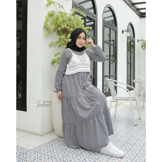 FADEEL MIDI DRESS//NADHERA LUXURY//DRESS DEWASA//DRESS TERBARU//DRESS TERLARIS//GAMIS//COD